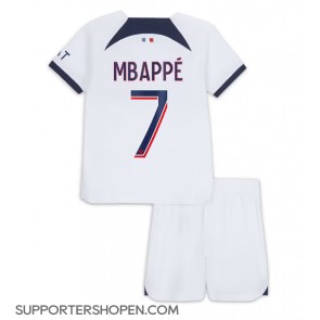 Paris Saint-Germain Kylian Mbappe #7 Bortatröja Barn 2023-24 Kortärmad (+ korta byxor)